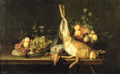 Still Life with Game and Fruit by Luis Menendez or Melendez